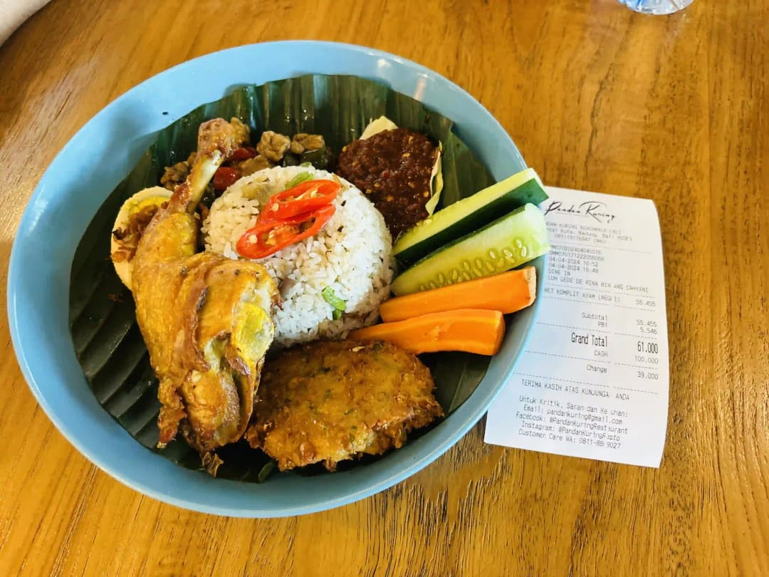 Chicken and rice at Padang kurin Restaurant